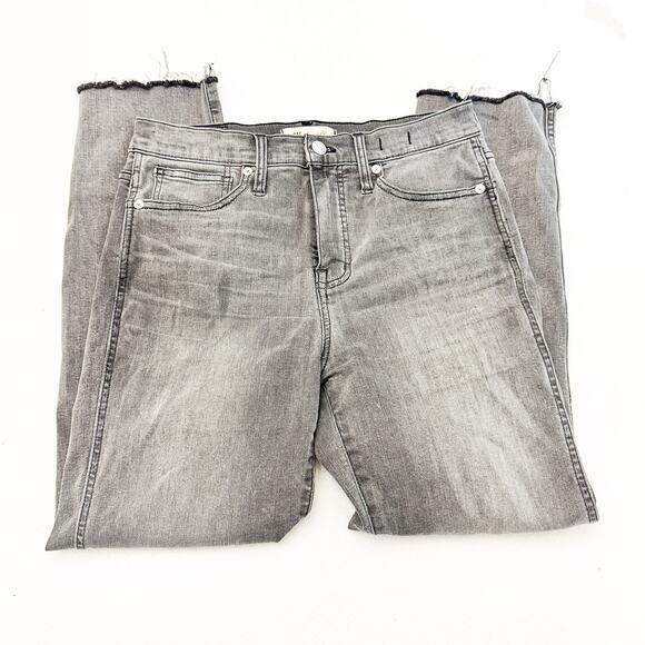 Madewell Stovepipe Gray Wash Straight Leg Denim Jeans Raw Hem Size 26 AA595 - Picture 4 of 9